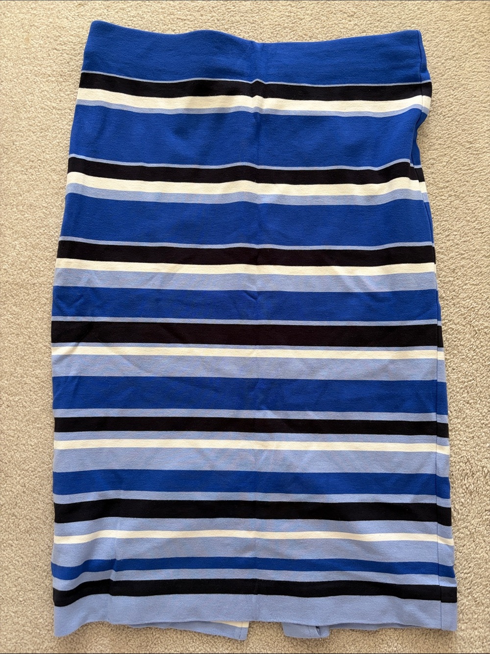 Ann Taylor Blue, Black & White Striped Pencil Skirt